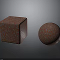 Plant Pattern Decorated Red Cube And Sphere With Textured Red Surface Design 3d model