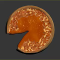 Orange Round Dessert Pie Topped with Orange Sauce Sprinkled with Crumbs Sliced Revealing White Filling