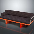 Multi person Modern Sofa With Dark Upholstery And Orange Red Wooden Frame