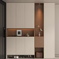 Modern Shoe Cabinet Design With Built in Lighting And Display Shelf For Decorations