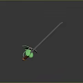 Silver Decorative Sword With Green And Orange Hilt On Reflective Dark Background