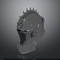 3D Rendered Medieval Warrior Weapon Helmet With Silver Spikes And Visor Holes