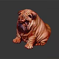 Shar Pei Dog With Wrinkled Skin Sitting On Dark Surface With Shiny Coat
