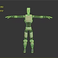 Humanoid Robot Design Featuring Segmented Body Extended Arms And Blue Feet Structure 3d model