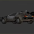 Vintage DeLorean Car With Metallic Finish And Sci Fi Time Machine Parts