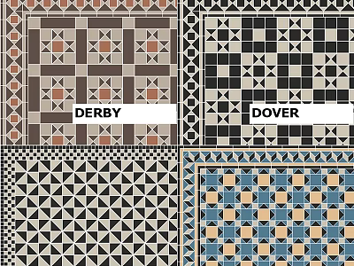 Decorative Floor Tiles With Derby And Dover Geometric Patterns And Colorful Designs 3d model
