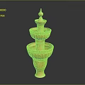 Orange Three Tiered Decorative Fountain With Carved Patterns Pedestal And Top Ornament