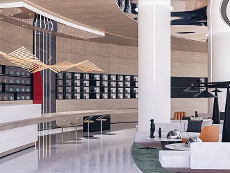 Modern reception area ink set sky city sales office negotiation area 3d model
