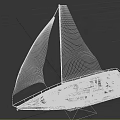 Modern Sailboat With White Sails Wooden Hull And Spacious Deck Design