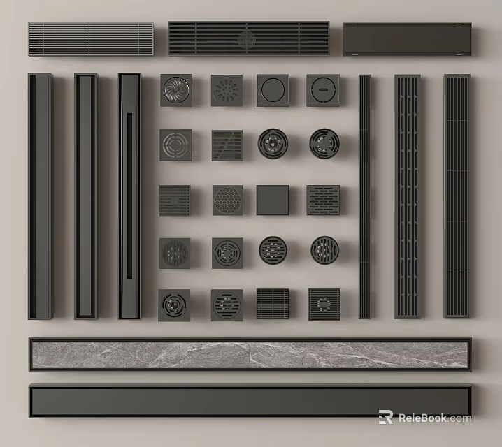 Modern Different Types Of Ventilation Grilles And Decorative Panels 3d model 