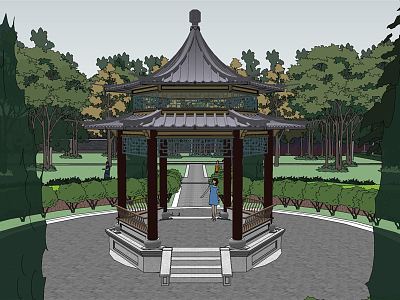 Chinese-style pavilion model