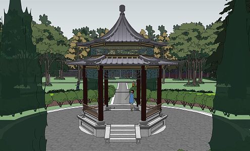 Chinese-style pavilion 3d model