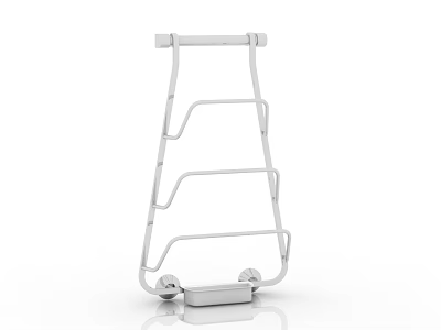 White Metal Kitchen Utensil Rack With Multiple Shelves And Wheels For Kitchen Organization 3d model