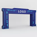 Blue Modern Exhibition Entrance Arch With Logo And Tech Inspired Decorations