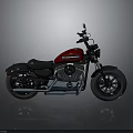 Red And Black Cruiser Motorcycle With Chrome Exhaust And Modern Design