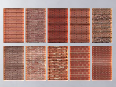 Various Types Of Brick Background Wall With Different Colors And Textures 3d model