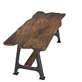 Unique Wooden Table With Natural Wood Grain And Metal Legs Design