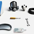 Gas mask wrench chain screwdriver scientific instrument sci-fi scene hardware tool folder cable 3d model