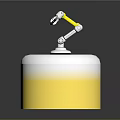 Robot Arm With Clamp End On White And Yellow Cylindrical Container With Yellow Top