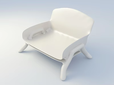 White Modern Minimalist Leisure Chair With Curved Lines And Comfortable Seat Design 3d model