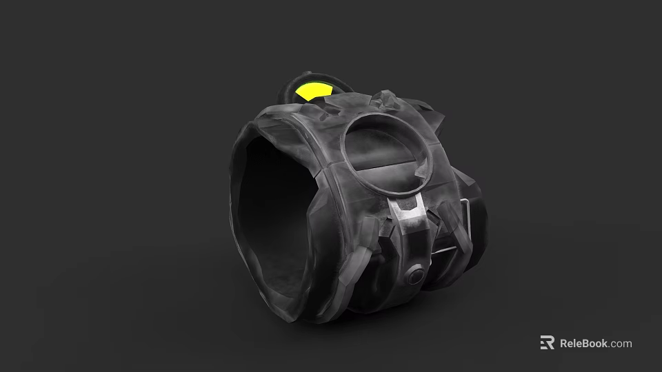 Black Ceramic Vessel With Yellow Accent And Textured Surface For Home Decor 3d model 