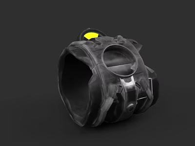 Black Ceramic Vessel With Yellow Accent And Textured Surface For Home Decor 3d model