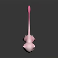 Cute Pink Pokémon Mew Character with Big Blue Eyes and Long Tail in 3D Render