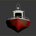 Small Red And White Boat With Deck Rails Cabin Windows And Open Deck