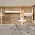 Modern Digital Store Interior With Long Display Tables Digital Products And Curved Shelves