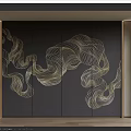 Modern Luxury Interior Background Wall Design With Black Surface And Golden Abstract Lines