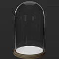 Decorative Ornament Set With Transparent Glass Dome And Wooden Base For Home