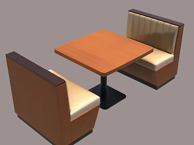 Wooden Frame Booth Sofa Set With Beige Cushions And Square Coffee Table 3d model
