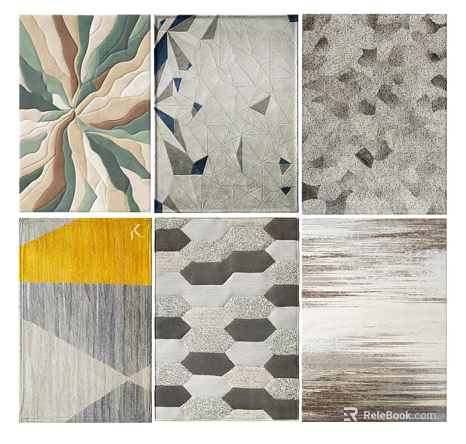 Modern Square Rugs With Geometric Patterns Abstract Designs And Various Textures 3d model