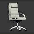 White Modern Office Chair Featuring Layered Backrest And Silver Metal Base With Wheels 3d model