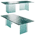 Sleek Modern Coffee Table With Textured Glass Top And Turquoise Transparent Legs