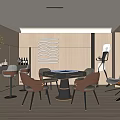 Hotel Mahjong Room Interior Design With Modern Comfortable Chairs Mahjong Table And Elegant Decor 3d model