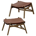 Modern Leather Stools With Wooden Legs And Sleek Geometric Frame Design