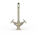 Vintage Kitchen Faucet With Double Handle And Classic Brass Finish Design