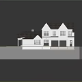 Single Family Home With White Exterior Dark Roof Two Car Garage And Green Lawn