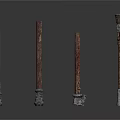 Architectural Columns With Four Various Designs Brown Color Decorative Bases And Carved Tops