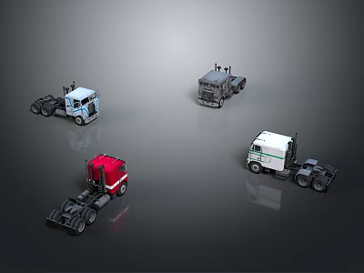 Different Colored Heavy Duty Trucks With Various Designs And Styles 3d model