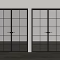 Modern Black Frame Glass Double Doors With Grid Design For Interior
