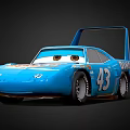 Blue Animated Race Car With Number 43 Dynaco Logo And Rear Wing