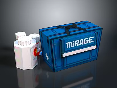 Practical Daily Living Supplies With Blue Storage Box And White Containers 3d model