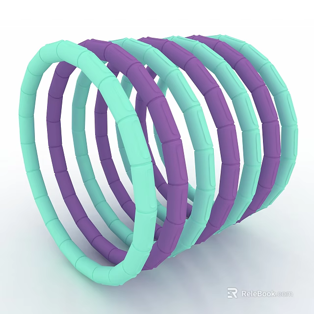Commercial Equipment Featuring Purple And Turquoise Stacked Circular Rings Design 3d model 