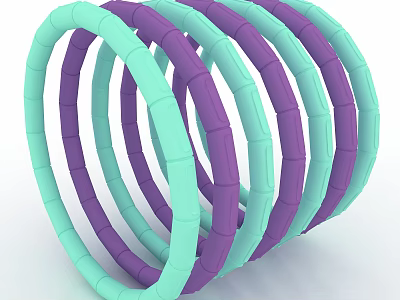 Commercial Equipment Featuring Purple And Turquoise Stacked Circular Rings Design 3d model