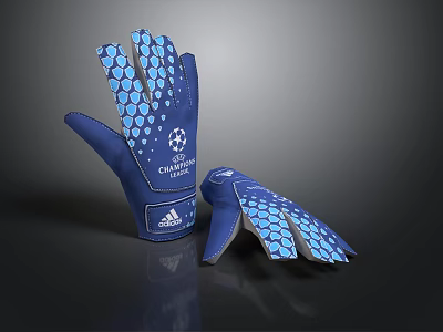 Adidas Champions League Blue Football Goalkeeper Gloves With Polka Dot Pattern 3d model