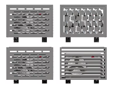 Various Modern Air Conditioner Fan Designs With Metal Grille And Efficient Cooling 3d model