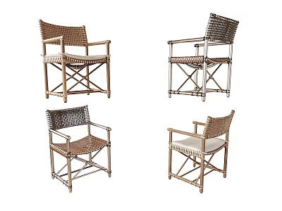 Stylish Woven Leisure Chairs With Crossed Metal Frames And Upholstered Seats 3d model