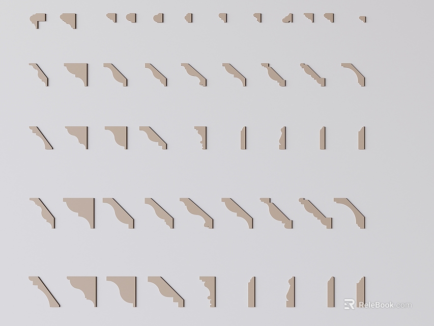 Different Shapes and Designs of Gypsum Molding for Interior Decoration Use 3d model 